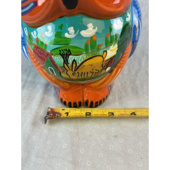 Vintage Mexican Talavera Owl Coin Bank Hand Painted Folk Art Pottery Stopper - Picture 3 of 8